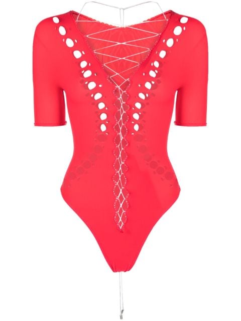 POSTER GIRL cut-out lace-up bodysuit