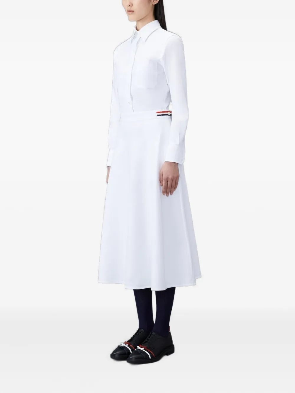 Thom Browne Button-fastening Midi Dress In White