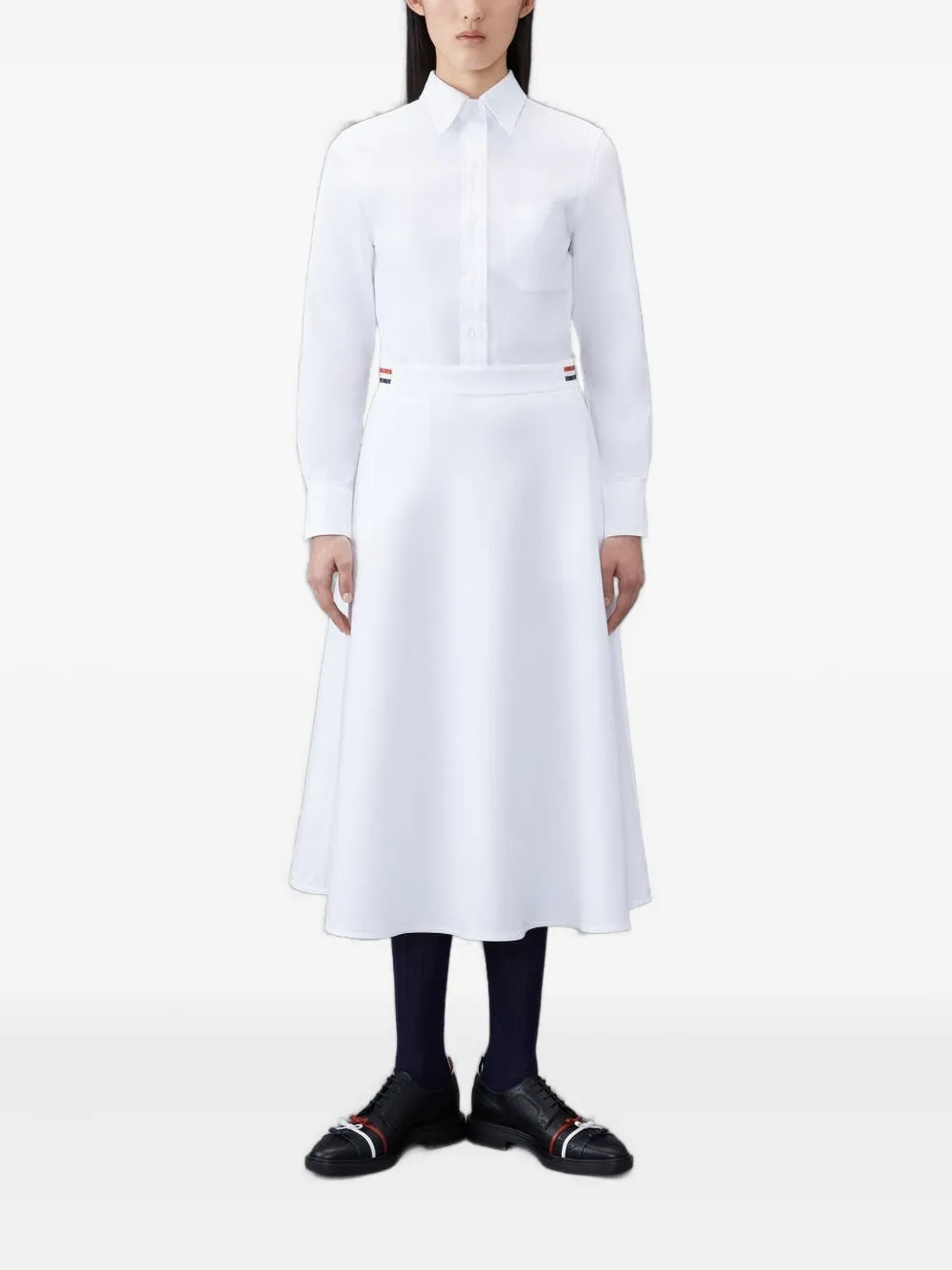 Thom Browne Button-fastening Midi Dress In White