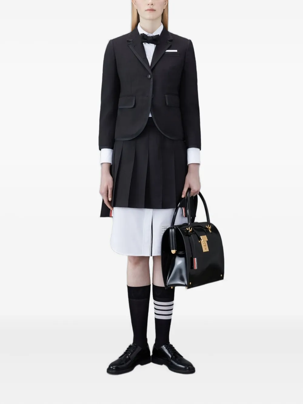 Thom Browne Wool Fresco Pleated Mini Skirt In White