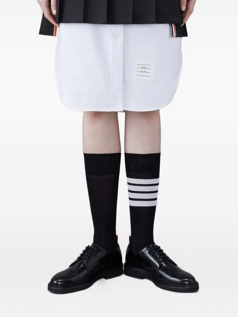Thom Browne Wool Fresco Pleated Mini Skirt In White