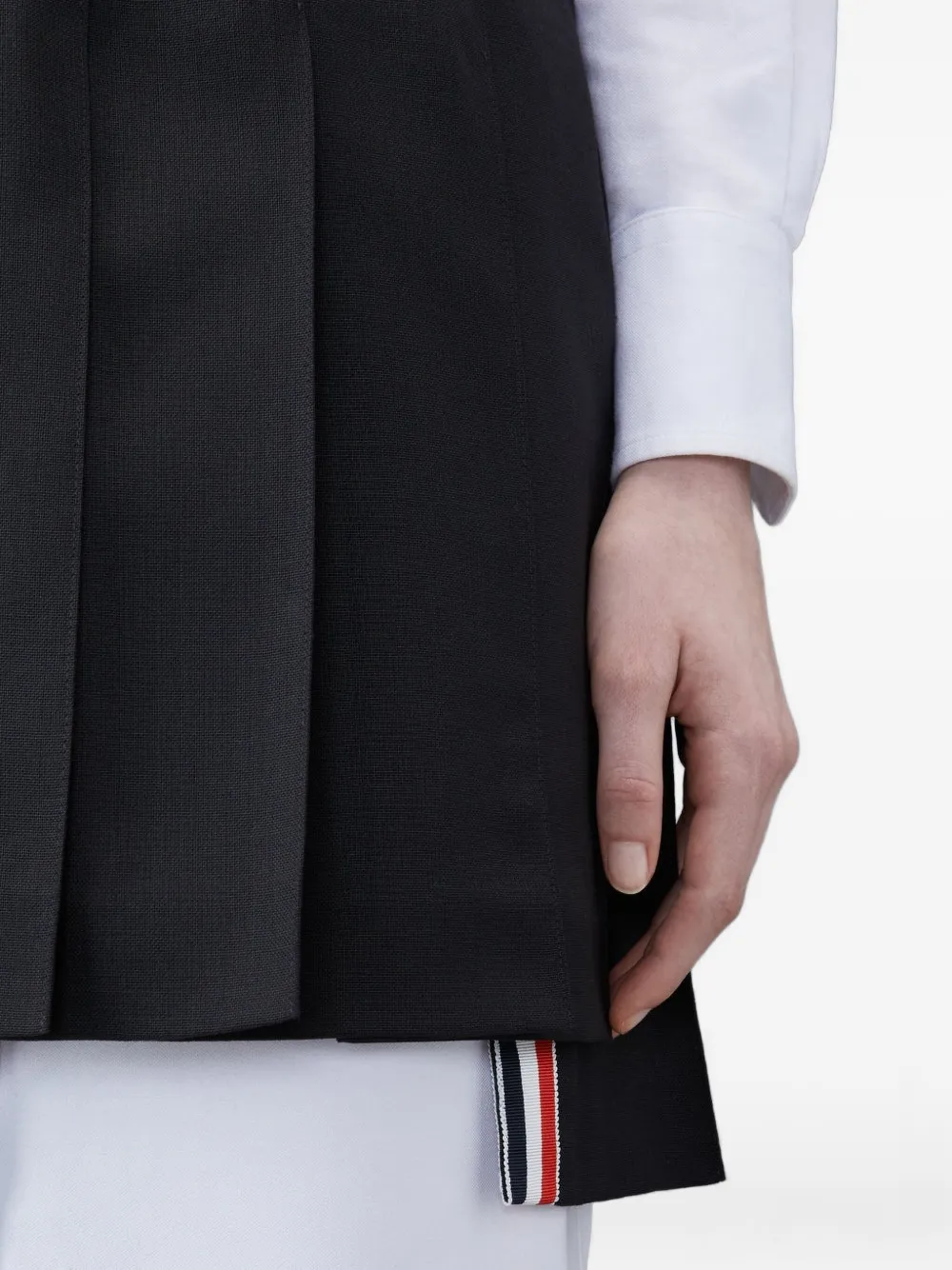 Thom Browne Wool Fresco Pleated Mini Skirt In White