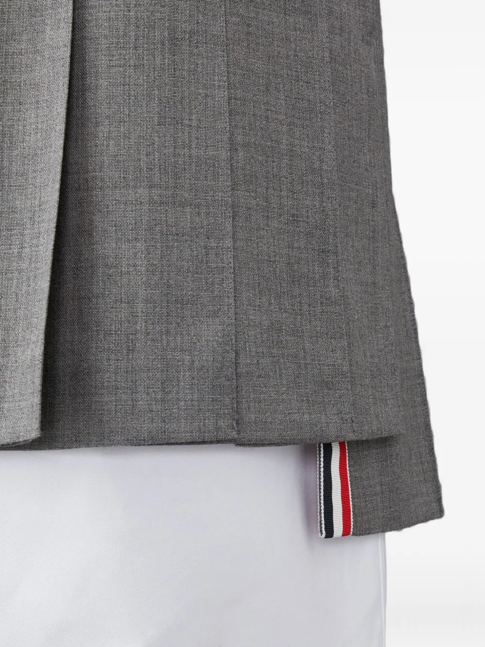 Thom Browne Grosgrain-trimmed Pleated Wool-blend Mini Skirt In Gray