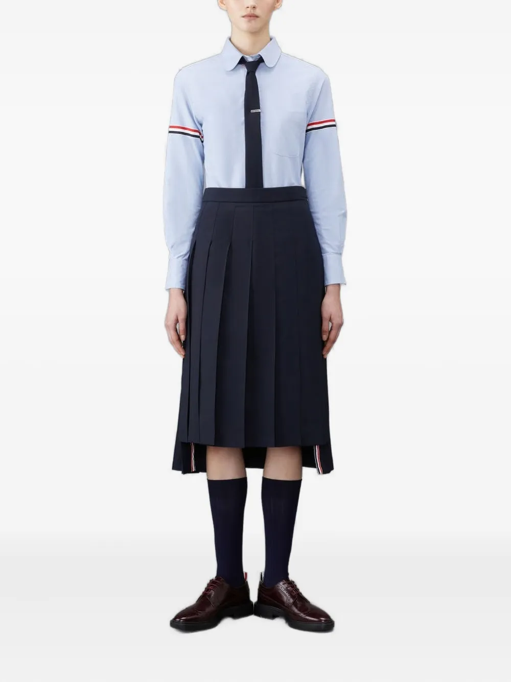 Thom Browne Oxford blouse met bewerkte mouwen Blauw