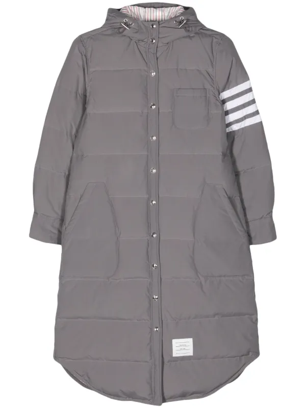 Thom Browne Side-stripe-detail Padded Coat in Grey
