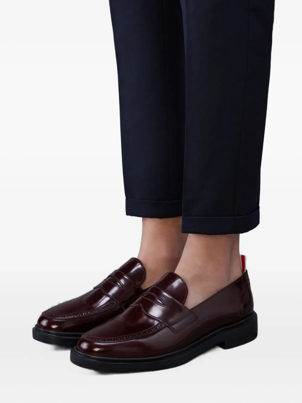 Thom Browne penny leather loafers Red