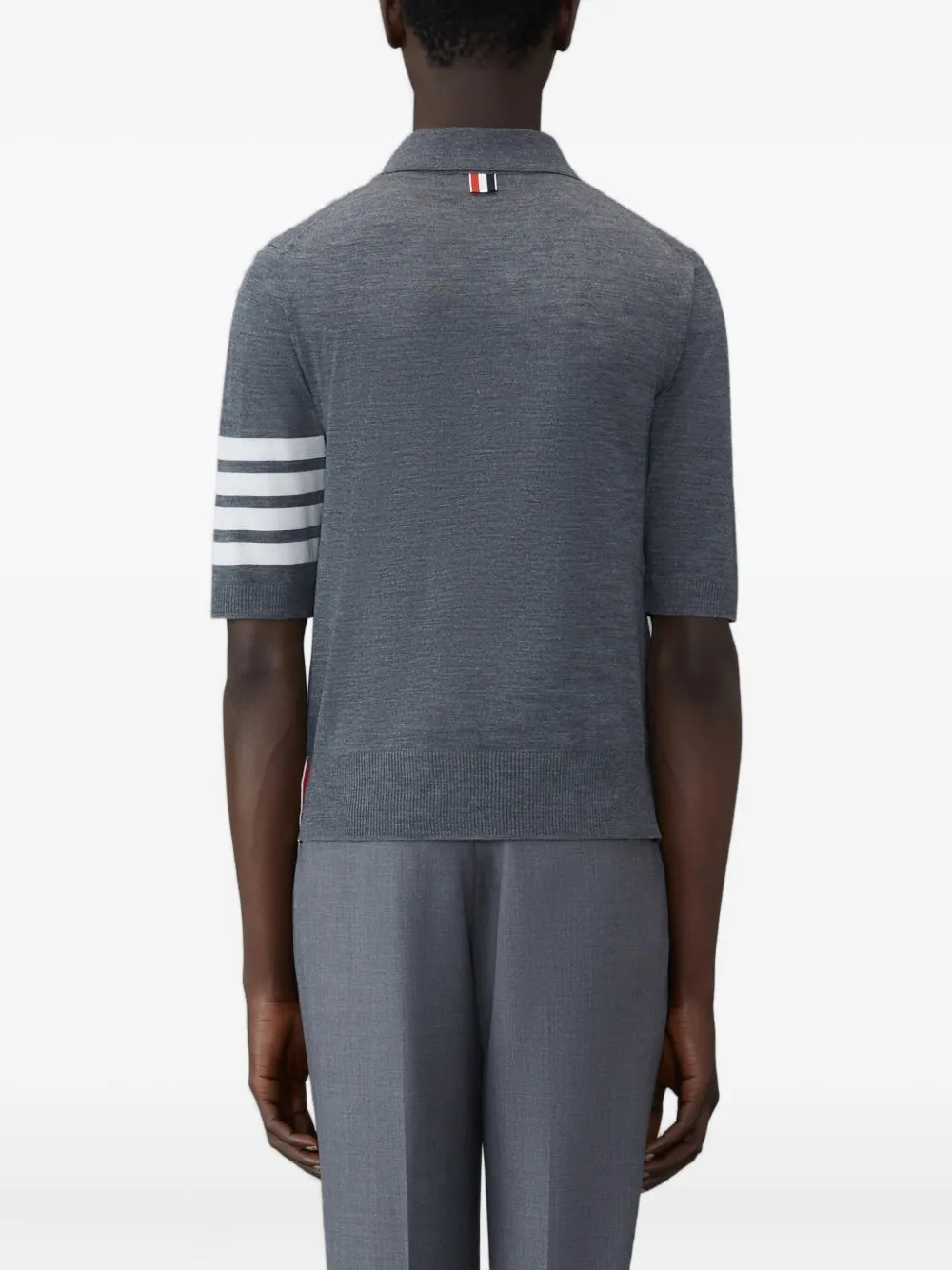 Thom Browne Poloshirt met vier strepen en korte mouwen - Grijs