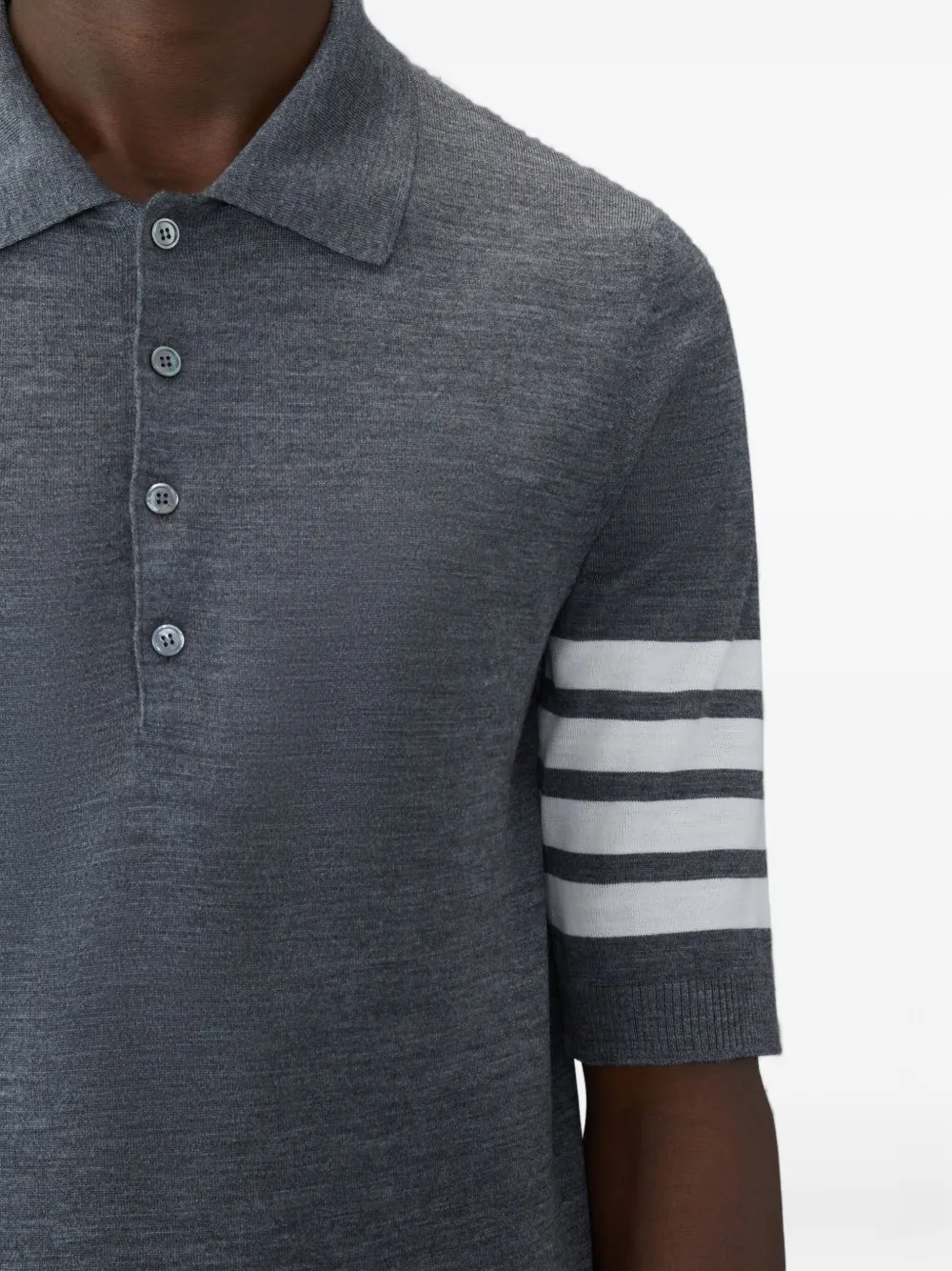Thom Browne Poloshirt met vier strepen en korte mouwen Grijs