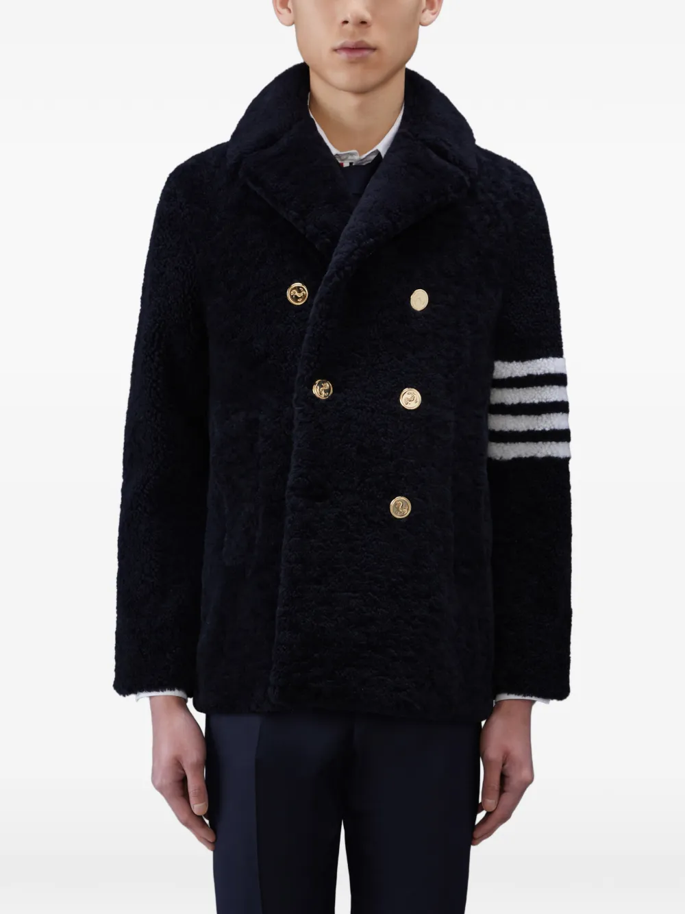 Thom Browne Caban con dettaglio a 4 righe - 415 NAVY