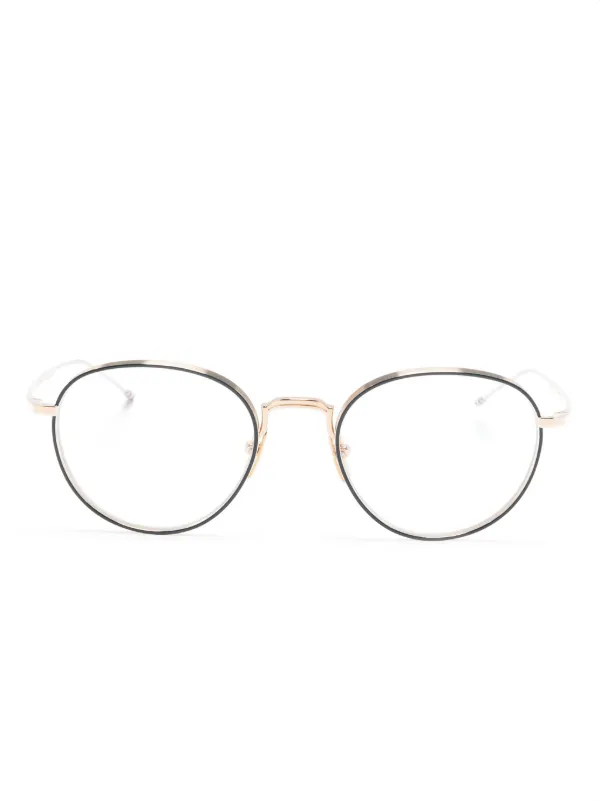 【送料&関税込】Thom Browne Clear Round Glasses - Unisex Thom Browne Eyewear round-frame Clear Glasses | Gold | FARFETCH