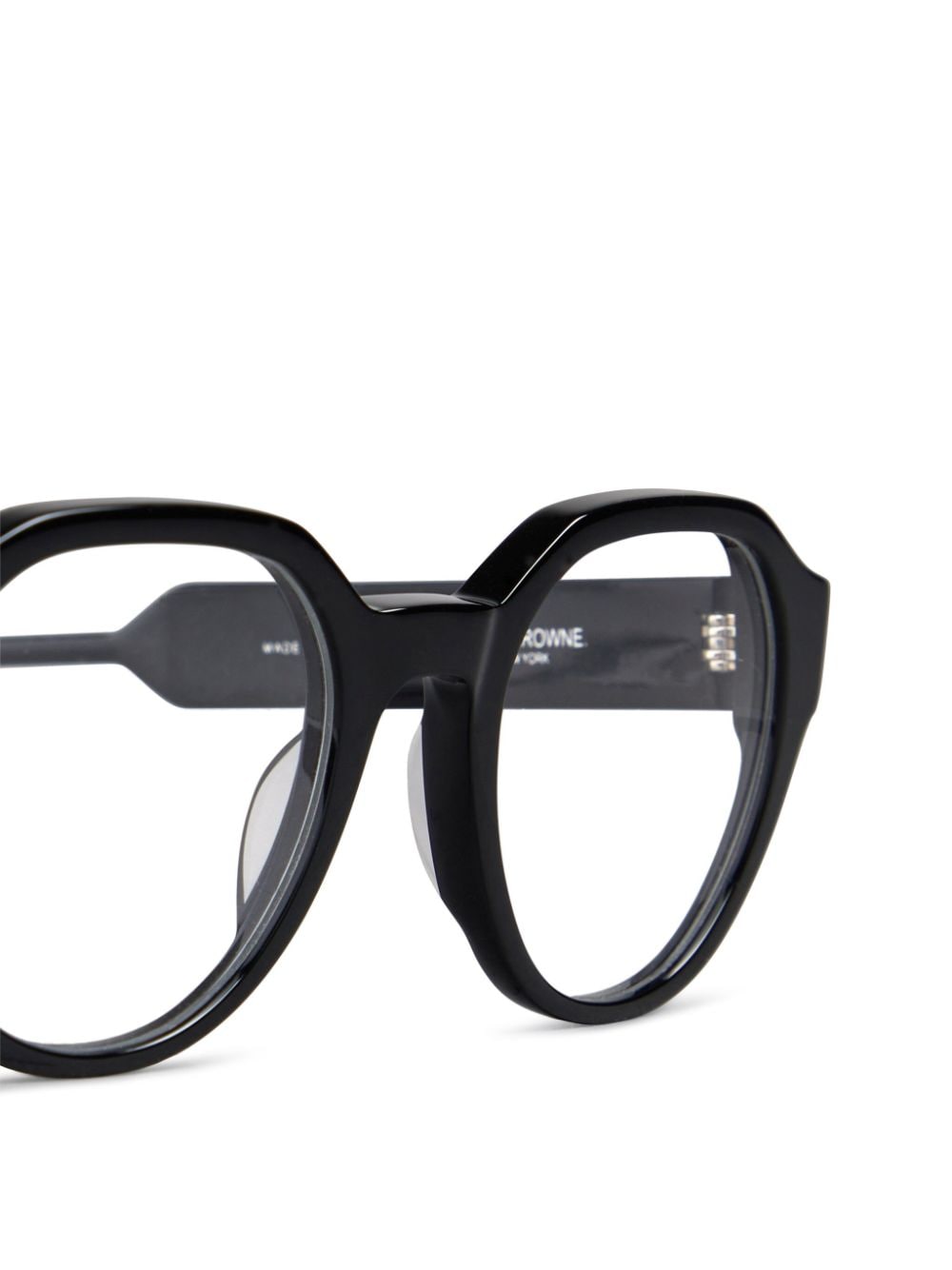 Shop Thom Browne Round-frame Clear Glasses In Black