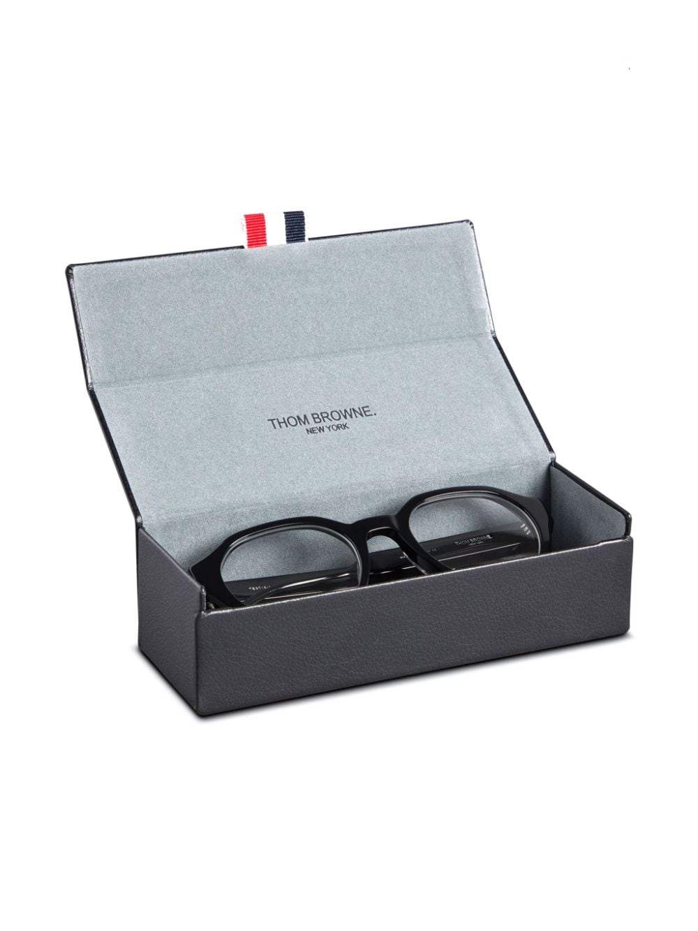 Shop Thom Browne Round-frame Clear Glasses In Black