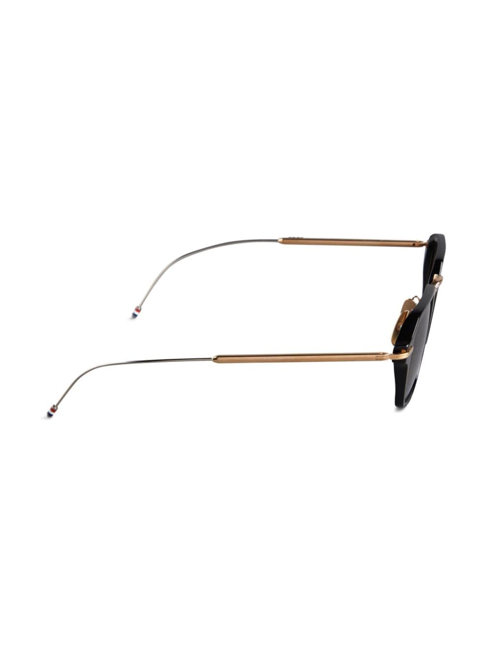 Shop Thom Browne Geometric-frame Tinted Sunglasses In 001 01 Black - White Gold W/ G-15