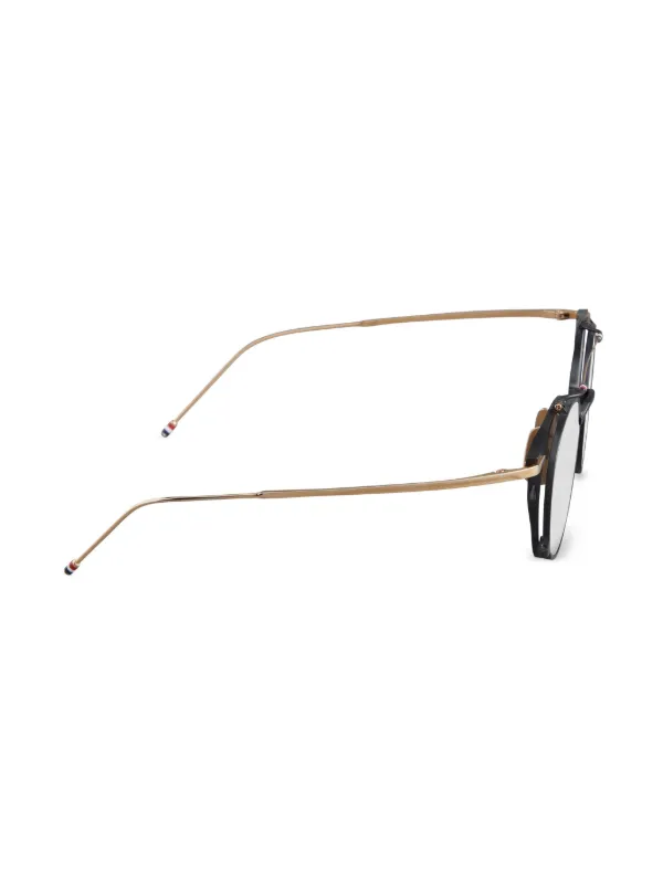 Thom Browne Eyewear round frame flip up Sunglasses Black FARFETCH