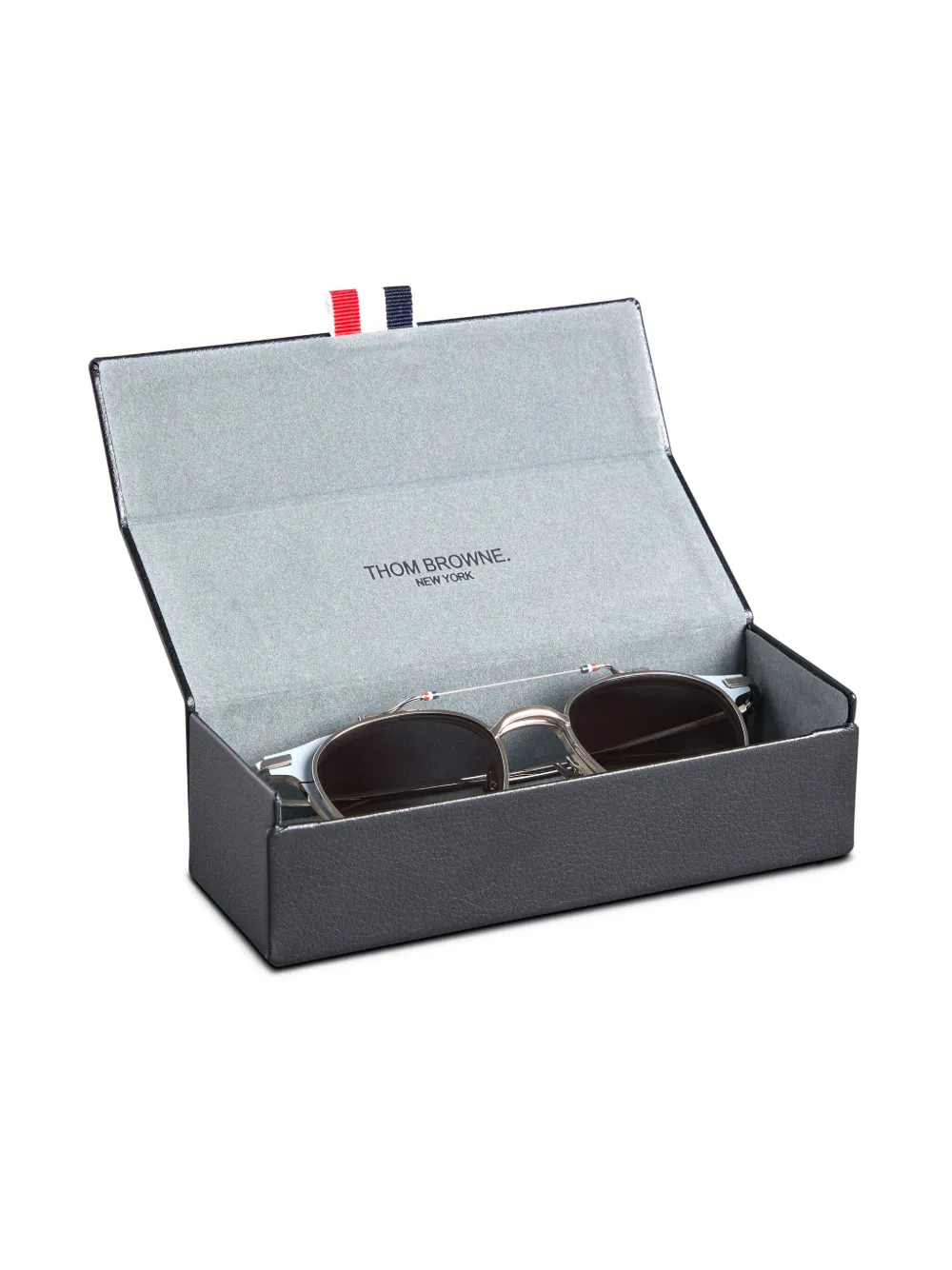 Shop Thom Browne Round-frame Flip-up Sunglasses In Grey