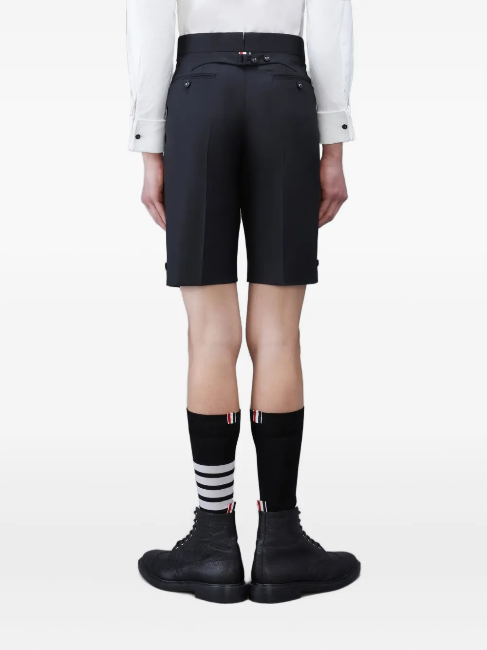Thom Browne Twill shorts met bandje op de rug Zwart