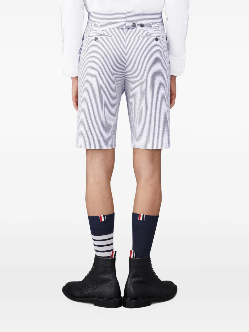 Thom Browne Classic seersucker shorts met bandje Blauw