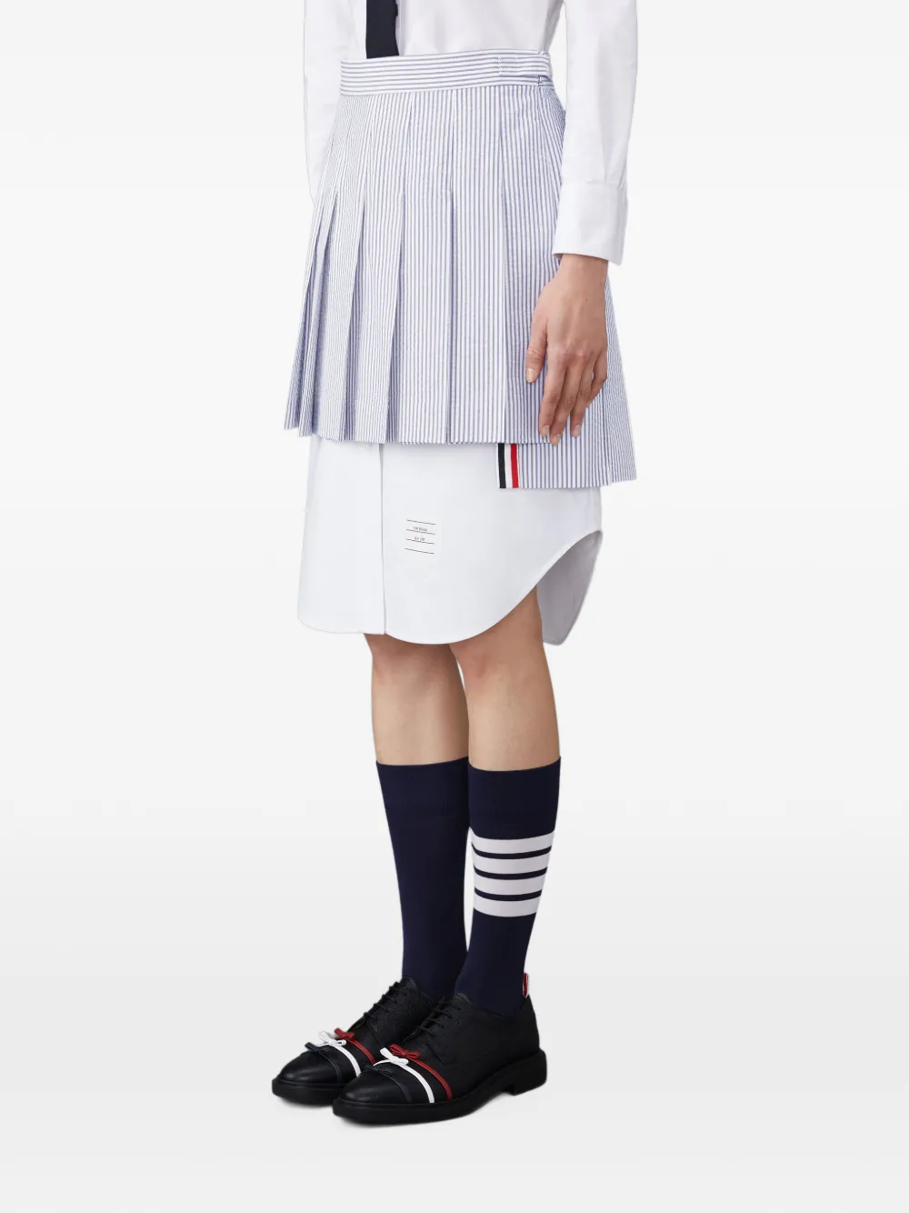 Thom Browne Seersucker mini-plooirok Blauw