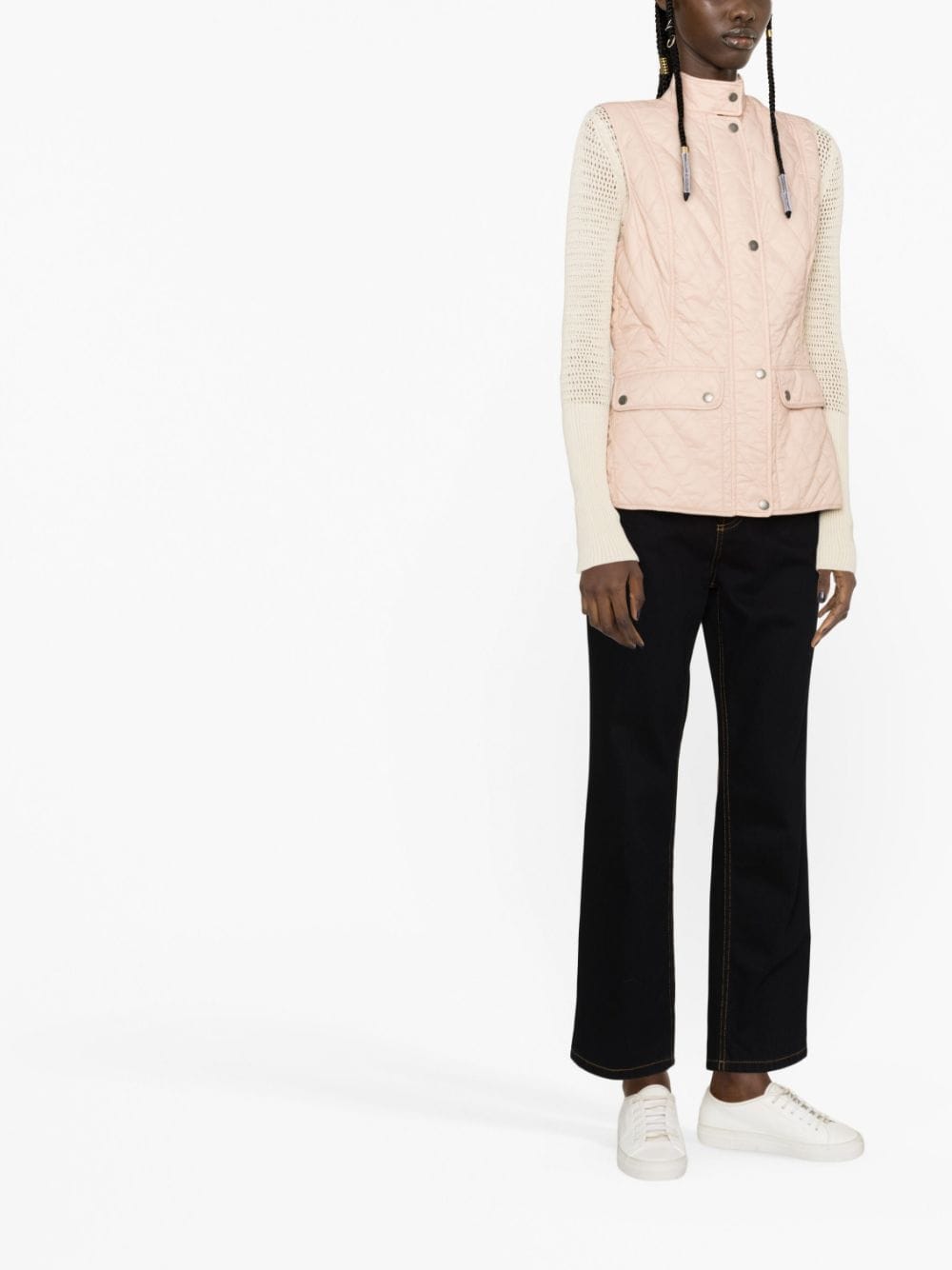 Shop Barbour Quilted Button-up Gilet In Pink