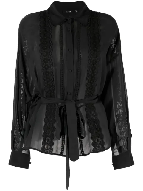 Amen - sheer cotton-silk blouse
