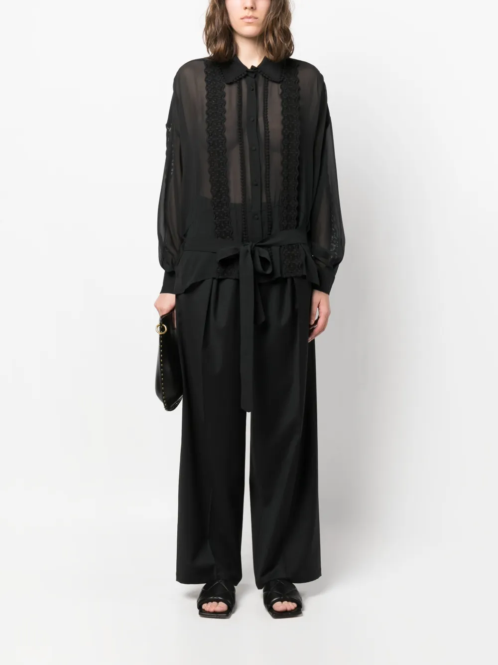 Amen Doorzichtige blouse - Zwart