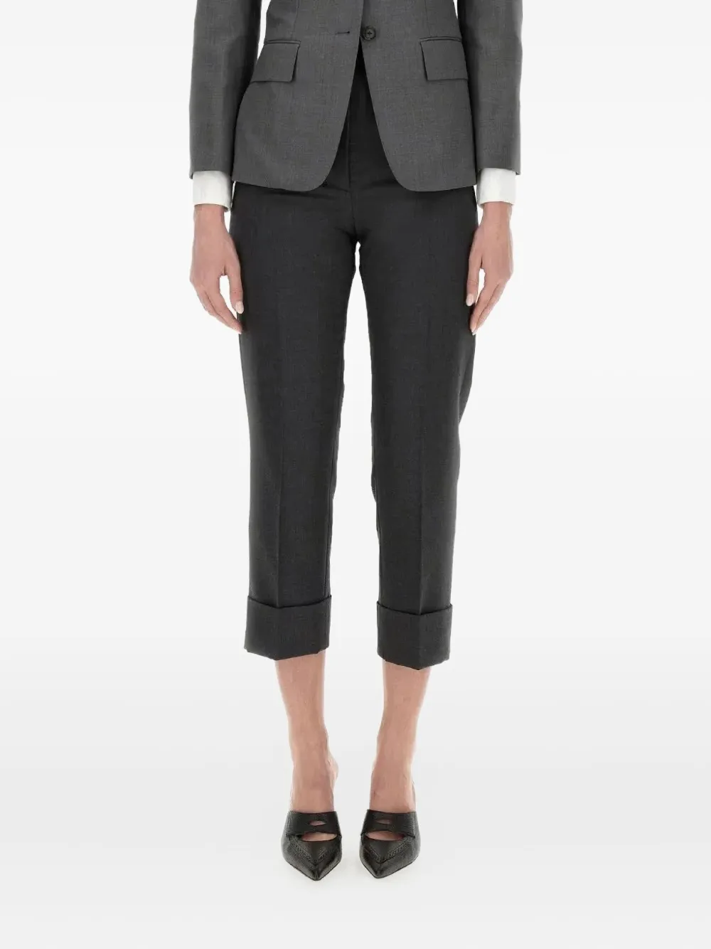 Thom Browne Cuffed Trousers In Gray