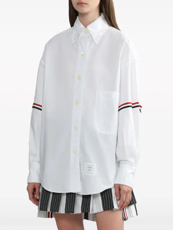 Thom Browne RWB stripe-trim Cotton Shirt | White | FARFETCH
