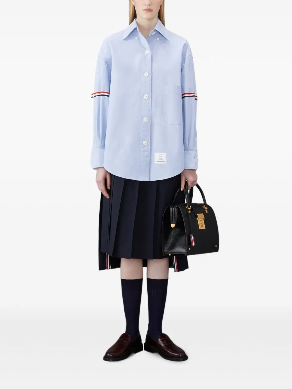 Thom Browne Blouse met gespreide kraag en grosgrain afwerking Blauw