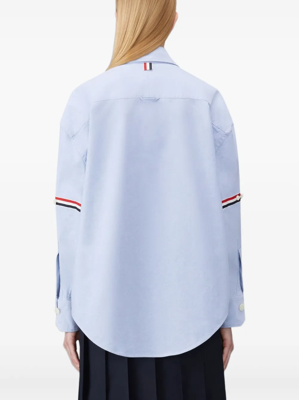 Thom Browne Blouse met gespreide kraag en grosgrain afwerking - Blauw