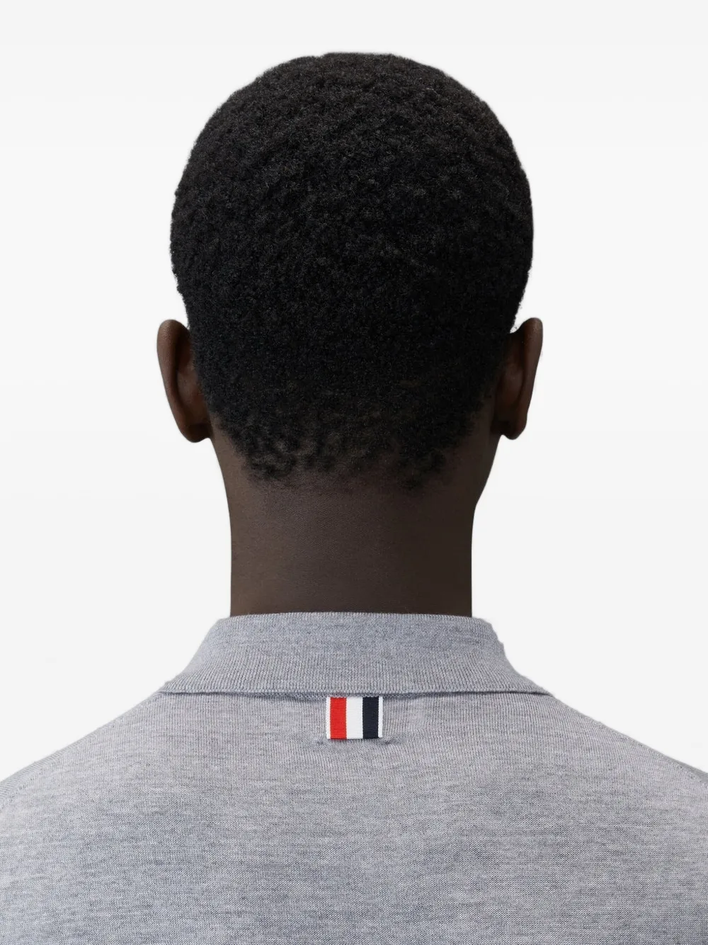 Thom Browne Four-stripe Short-sleeve Polo Shirt In Gray