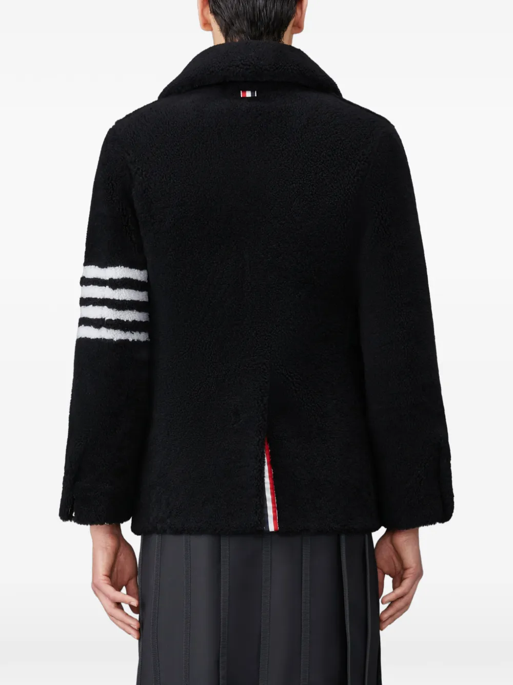 Thom Browne 4-Bar lammy ongestructureerde sailorjas Zwart