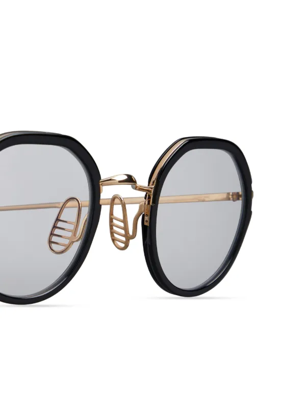 Thom Browne Eyewear ラウンド眼鏡フレーム | ブラック | FARFETCH JP