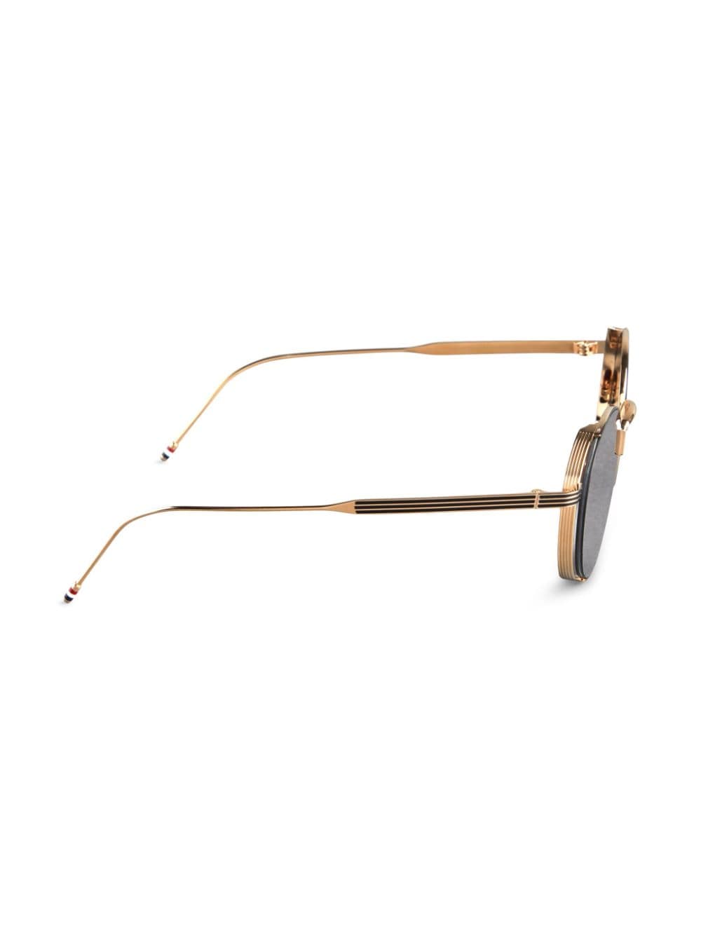 Shop Thom Browne Round-frame Sunglasses In Gold