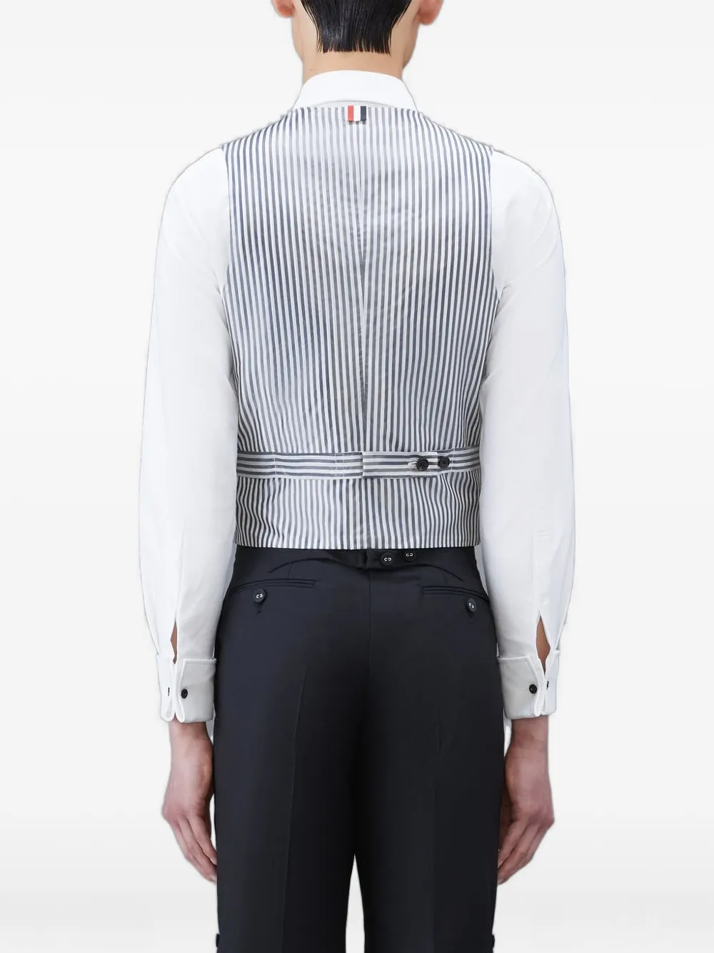 Thom Browne Striped-back Five-button Waistcoat In Black