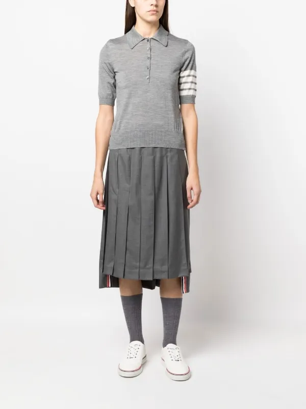 Tシャツ・カットソー THOM BROWNE Woman Polo Shirt Grey FKP053A035 035 Thom Browne 4-Bar short-sleeve Polo Shirt | Grey | FARFETCH