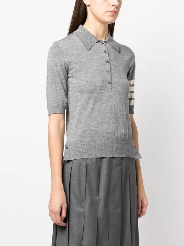 Thom Browne 4-Bar short-sleeve Polo Shirt | Grey | FARFETCH