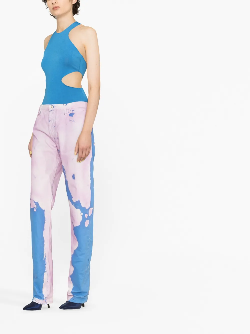 Attico ''boyfriend'' Violet And Dusty Blue Long Pants In Blue