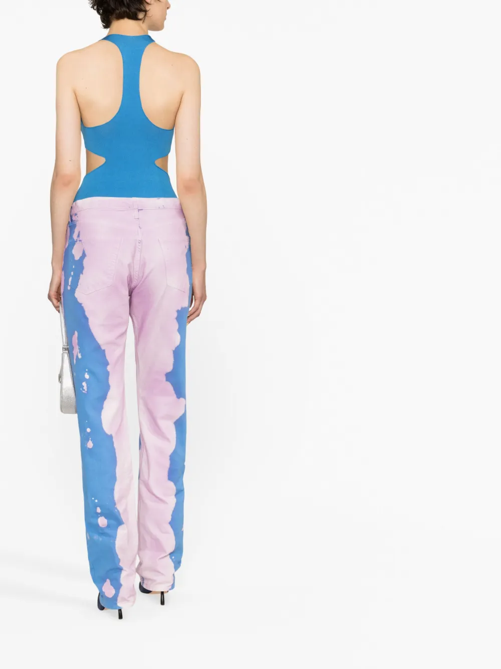 Attico ''boyfriend'' Violet And Dusty Blue Long Pants In Blue