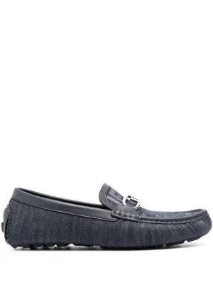 Versace La Medusa Suede Loafers | Blue | FARFETCH