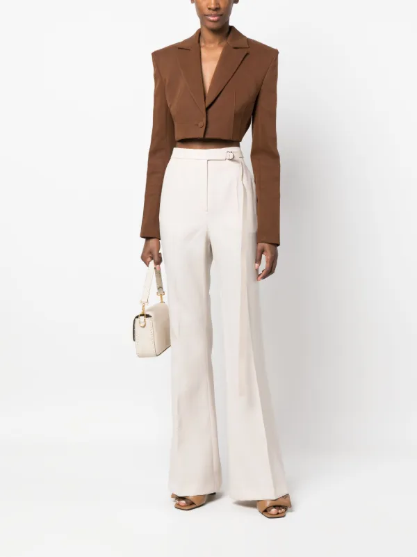 FENDI high waisted Wool Flared Trousers Neutrals FARFETCH IE