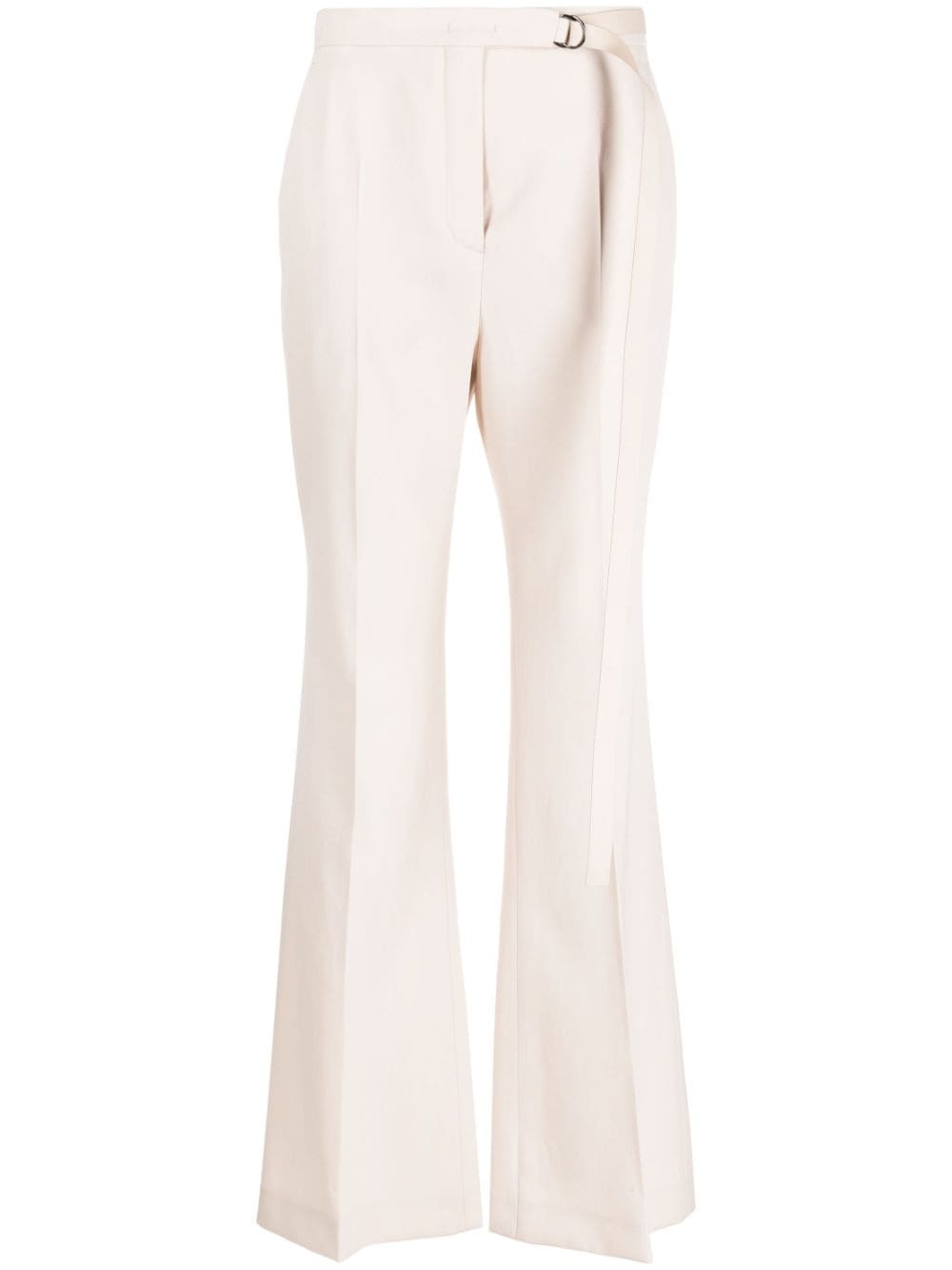 Fendi High-waisted Wool Flared Trousers In Neutrals