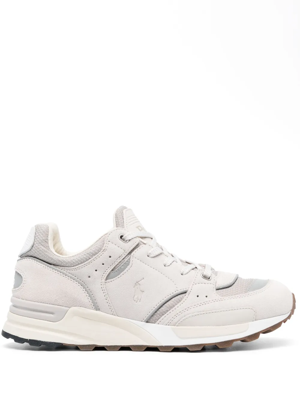 Shop Polo Ralph Lauren Debossed-logo Low-top Sneakers In Neutrals