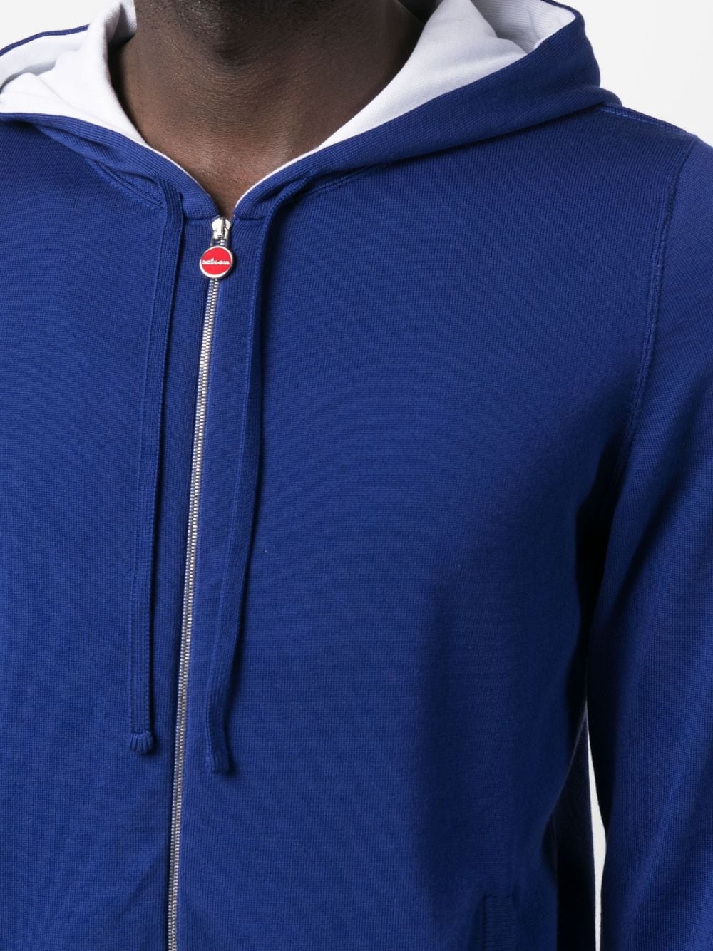 Shop Kiton Zip-up Knitted Hoodie In Blue