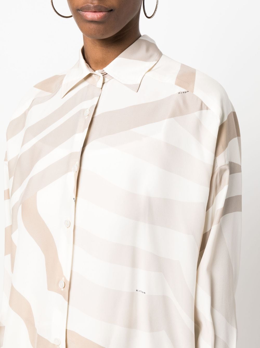 Shop Kiton Abstract-print Long-sleeve Shirt In Neutrals