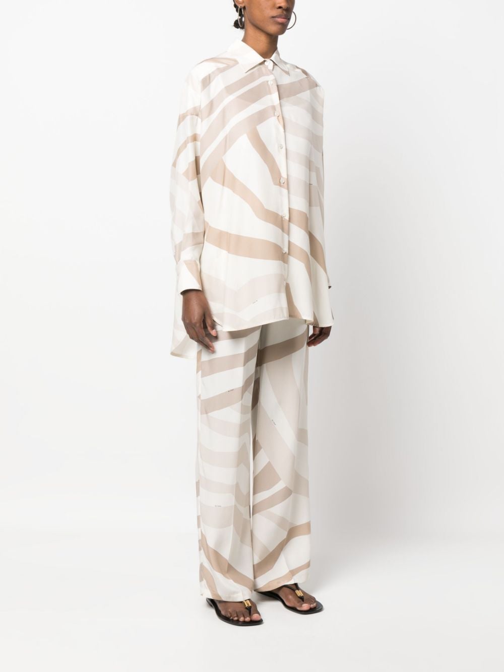 Shop Kiton Abstract-print Long-sleeve Shirt In Neutrals