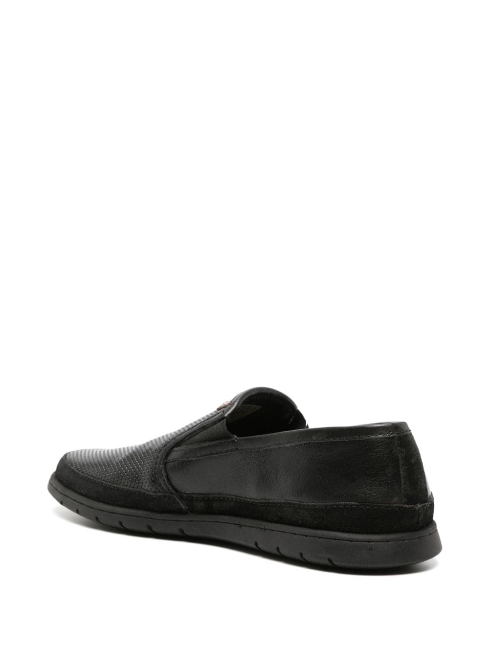 Shop Bugatti Crooner Perforated Leather Loafers In Black