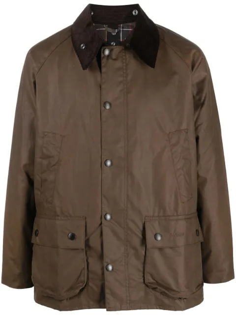 Barbour Bedale logo-embroidered wax jacket