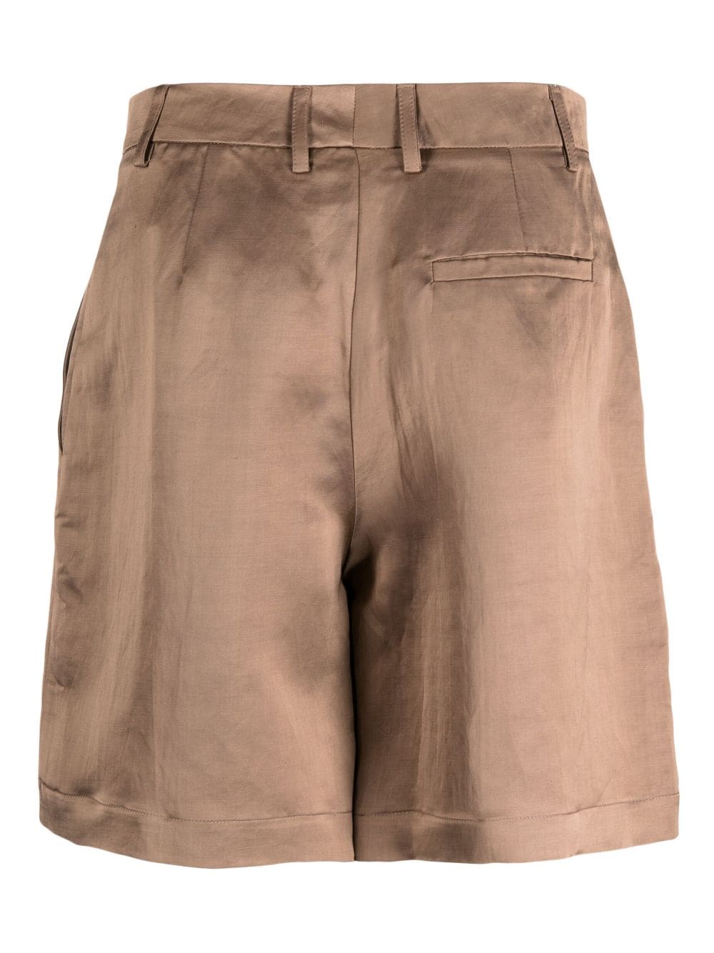 Shop Alysi Mid-rise Linen-blend Shorts In Brown