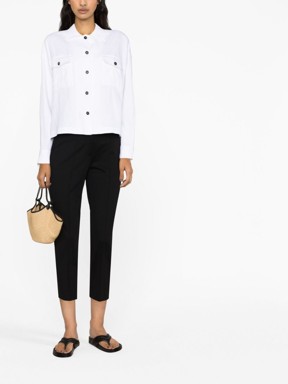 Shop Lorena Antoniazzi Two-pocket Button-up Shirt In White