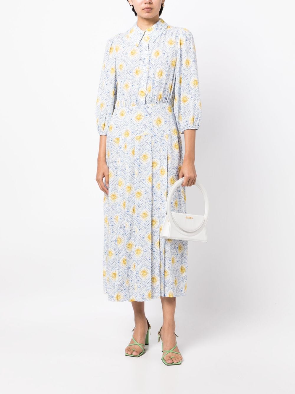 Rixo sun-print midi shirtdress - Wit